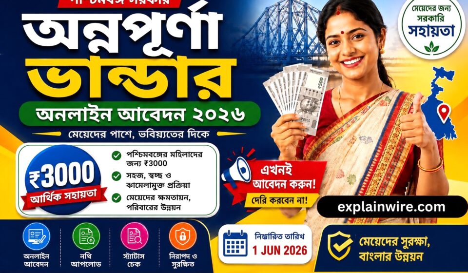 Annapurna Yojana Apply, Form 2026 West Bengal – অন্নপূর্ণা যোজনা আবেদন ফর্ম ₹3000 টাকা