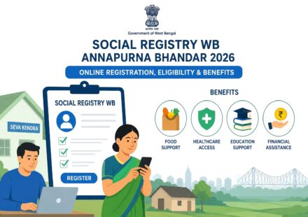 Social Registry WB Annapurna Bhandar 2026 online registration eligibility and benefits infographic